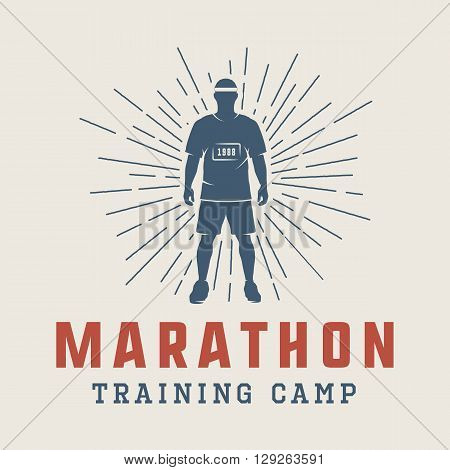 Vintage marathon or run logo emblem badge poster print or label. Vector Illustration.