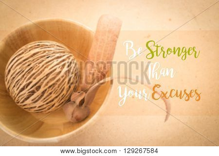 Motivation quote on two-winged Dipterocarpus background stock photo