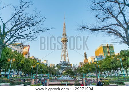 NAGOYA, JAPAN - FEB 07: Oasis 21 in Nagoya, Japan on FEB 07, 2016. A shopping complex nearby Nagoya Tower, its large oval glass roof structure floats above ground level
