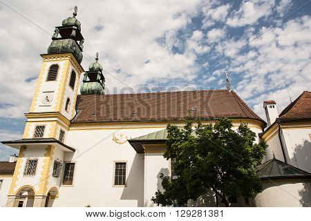 Sanctuary Mariahilf in Passau Germany. Cultural heritage. Religious architecture. Architectural theme.