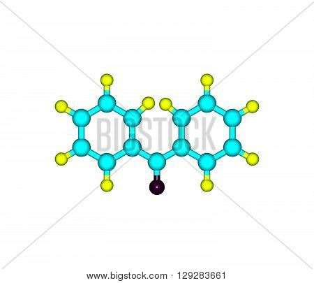 Benzophenone is the organic compound. Benzophenone is a widely used building block in organic chemistry being the parent diarylketone. 3d illustration