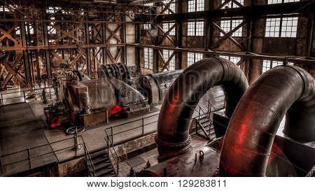 Istanbul, Turkey, March 2, 2013: Electric Generator in Santral Istanbul.These are the first equipment used to produce energy for Istanbul in Ottoman era.