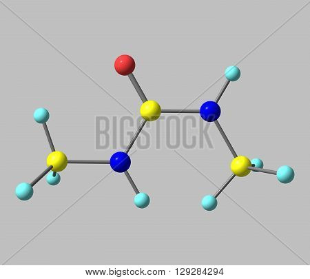 Dimethylurea -13-Dimethylurea - is a urea derivative and used as an intermediate in organic synthesis. 3d illustration