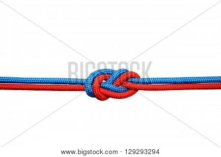 Knot on a cord on a white background