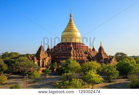 Dhammayazika Pagoda at sunset Bagan (Pagan) Myanmar