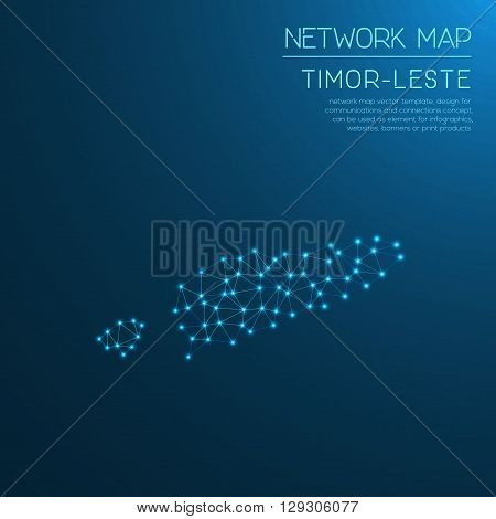 Timor-leste Network Map. Abstract Polygonal Map Design. Internet Connections Vector Illustration.