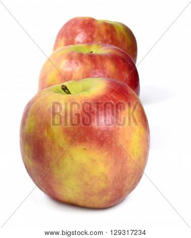 Organic, red apples, isolated on white background.