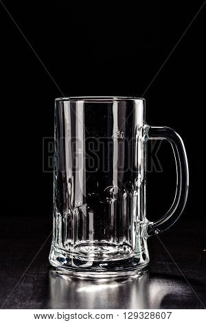 Glass For Beer On Black. Empty Glass. Glass Of Alcohol. Closeup Cold Beer. Pint Of Beer. Good For Br