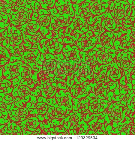 Background with floral ornament with green  and red colors.