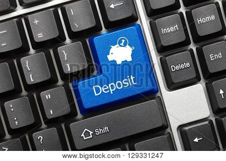 Conceptual Keyboard - Deposit (blue Key With Coinbox Symbol)