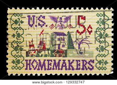 United States Used Postage Stamp Showing Homemade Stitchwork