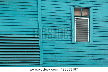 The old wooden house Painted bright blue