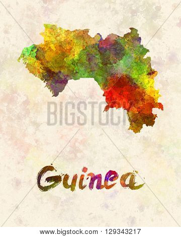 Guinea map in artistic and abstract watercolor