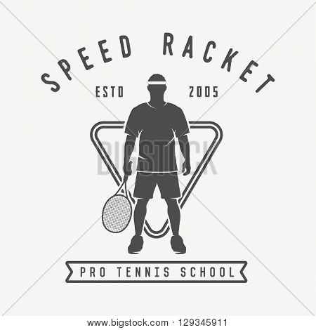 Vintage tennis logo badge emblem. Vector Illustration