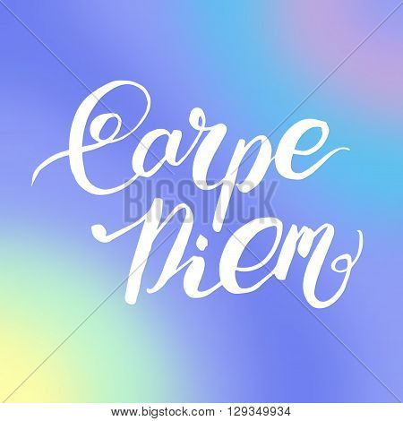 Carpe Diem - Latin phrase means Catch, captures the moment. Motivational quote in soft background. Modern calligraphy, vector illustration. For prints on fashionable t-shirts, bags, cards, posters