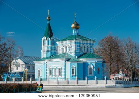 Korma, Belarus - March 15, 2016: St. John the Korma convent church in Korma Village, Dobrush District, Belarus. Famous Orthodox Church.