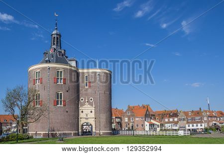 City gate Drommedaris in the historical center of Enkhuizen Netherlands