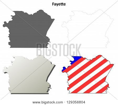 Fayette County, Pennsylvania blank outline map set