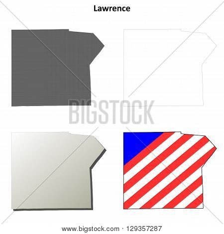 Lawrence County, Pennsylvania blank outline map set