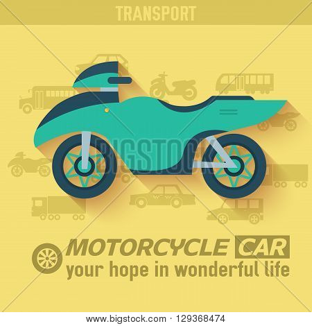 Flat Bike Background Illustration Concept. Tamplate For Web And