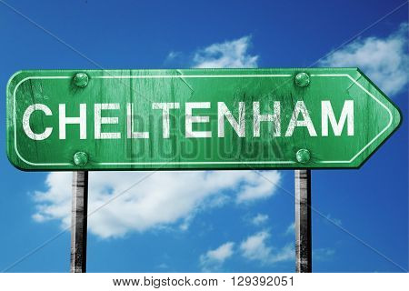 Cheltenham, 3D rendering, a vintage green direction sign