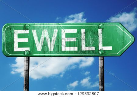 Ewell, 3D rendering, a vintage green direction sign