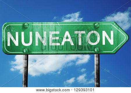 Nuneaton, 3D rendering, a vintage green direction sign