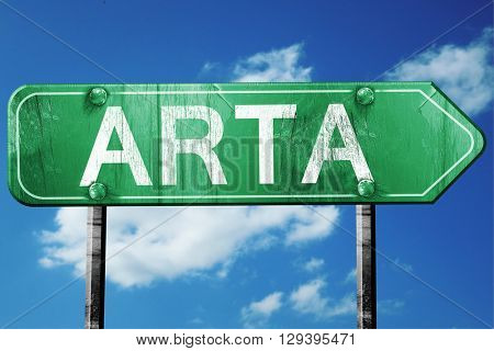 Arta, 3D rendering, a vintage green direction sign