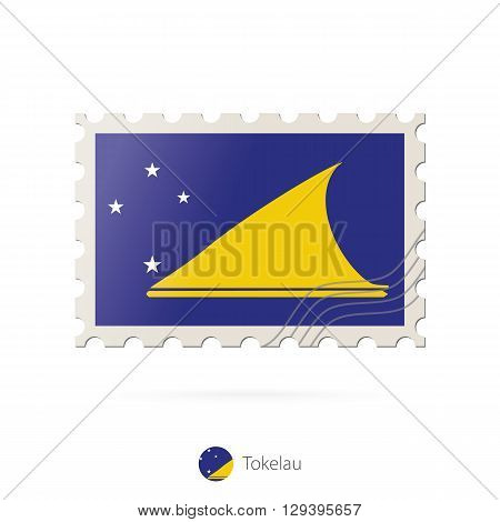 Postage Stamp With The Image Of Tokelau Flag.