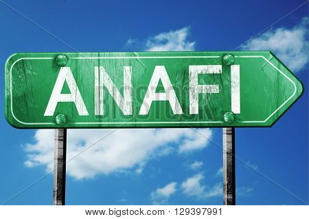 Anafi, 3D rendering, a vintage green direction sign