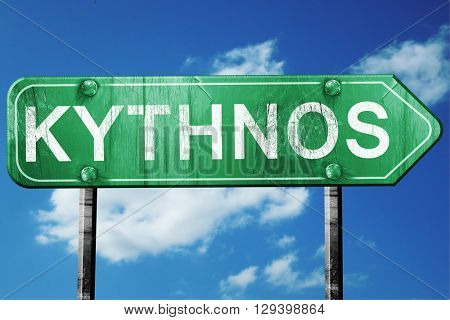 Kythnos, 3D rendering, a vintage green direction sign