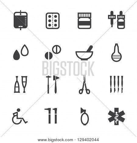 Medical and health icon set with White Background