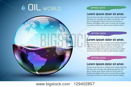 Glasses World Oil Stock Background Concept. Vector Illustration