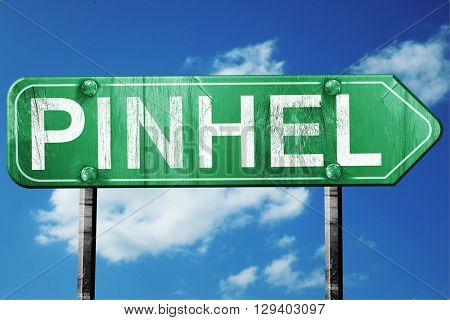 Pinhel, 3D rendering, a vintage green direction sign
