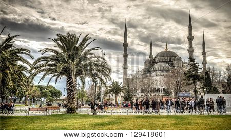 Istanbul, Turkey - February 9, 2013: Blue Mosque (Sultanahmet Cami) in Sultanahmet, Istanbul, Turkey