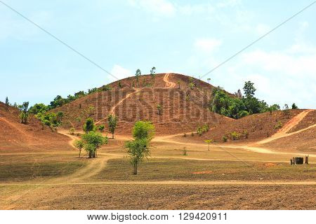 The landscape view of bald mountain or grass mountain in Ranong province Southern Thailand
