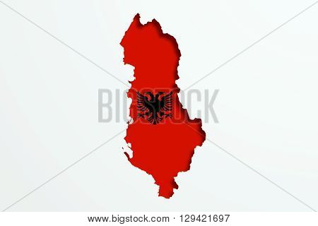 Silhouette Of Albania Map With Flag