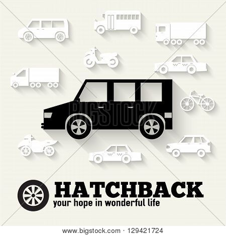 Flat Hatchback Car Concept Set Icon Backgrounds