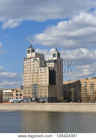 MOSCOW, RUSSIA - APRIL 24, 2016: A view of the building of Russia's largest financial holding IFD Kapital Group Krasnopresnenskaya embankment 6