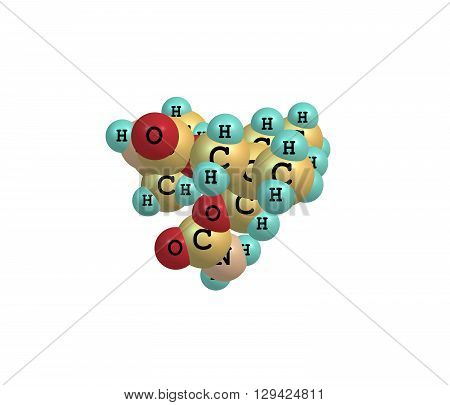 Carisoprodol is a centrally acting skeletal muscle relaxant. It is slightly soluble in water and freely soluble in alcohol chloroform and acetone. 3d illustration