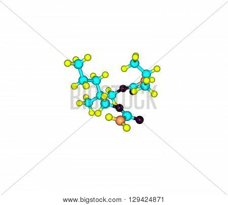 Carisoprodol is a centrally acting skeletal muscle relaxant. It is slightly soluble in water and freely soluble in alcohol chloroform and acetone. 3d illustration