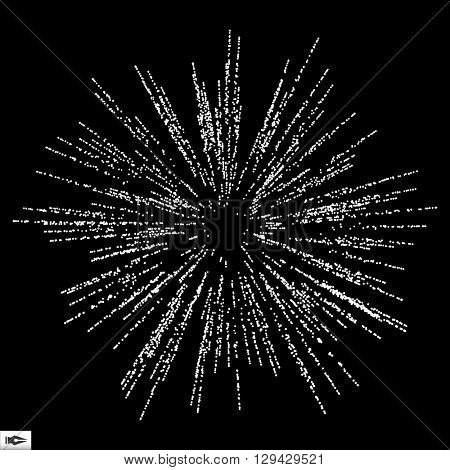 Point Explode. Array with Dynamic Emitted Particles. Abstract Dynamic Background. Vector Illustration.