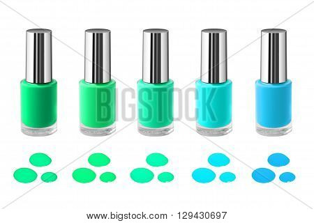 Nail polishes set isolated on white. Drop samples.