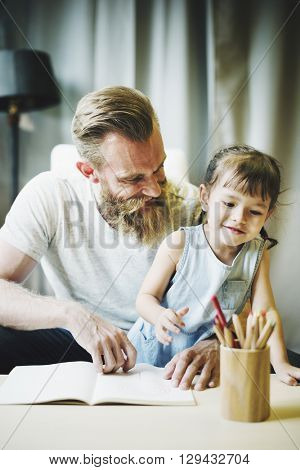 Family Time Daddy Daughter Activity Together Concept