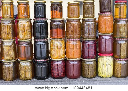 Home-made pine tree cones jam specialty of Borjomi Georgia. Borjomi is a resort town known for its mineral waters the pine tree jam produced there is claimed to be good for improving immunity.