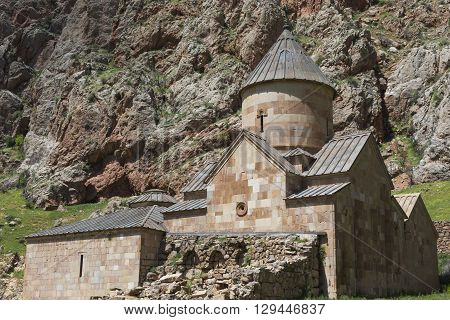 Ancient monastery Noravank in the mountains in Amaghu valley Armenia. Was founded in 1205.