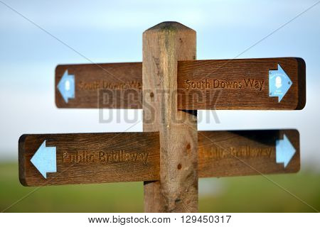 South Downs way footpath signs East Sussex