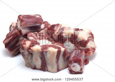 adult bovine tail pieces and cleaned ready for cooking