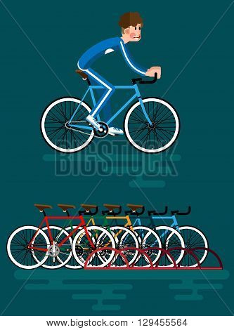 Illustration of bicycle parking in flat style