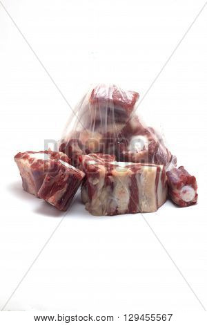 adult bovine tail pieces and cleaned ready for cooking